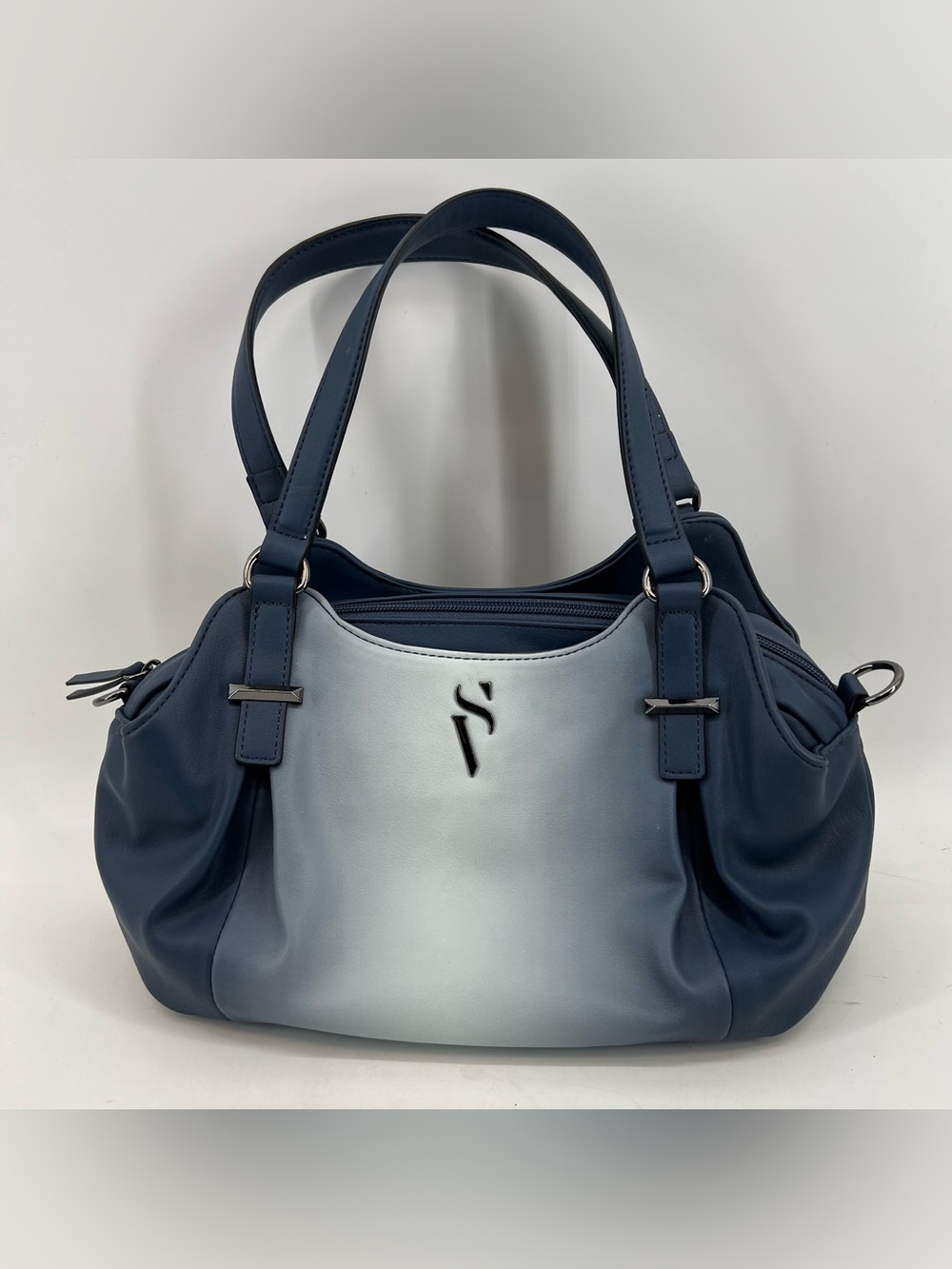 Simply Vera Vera Wang Buena Satchel Handbag Soft Ombre Blue 3 Compartment